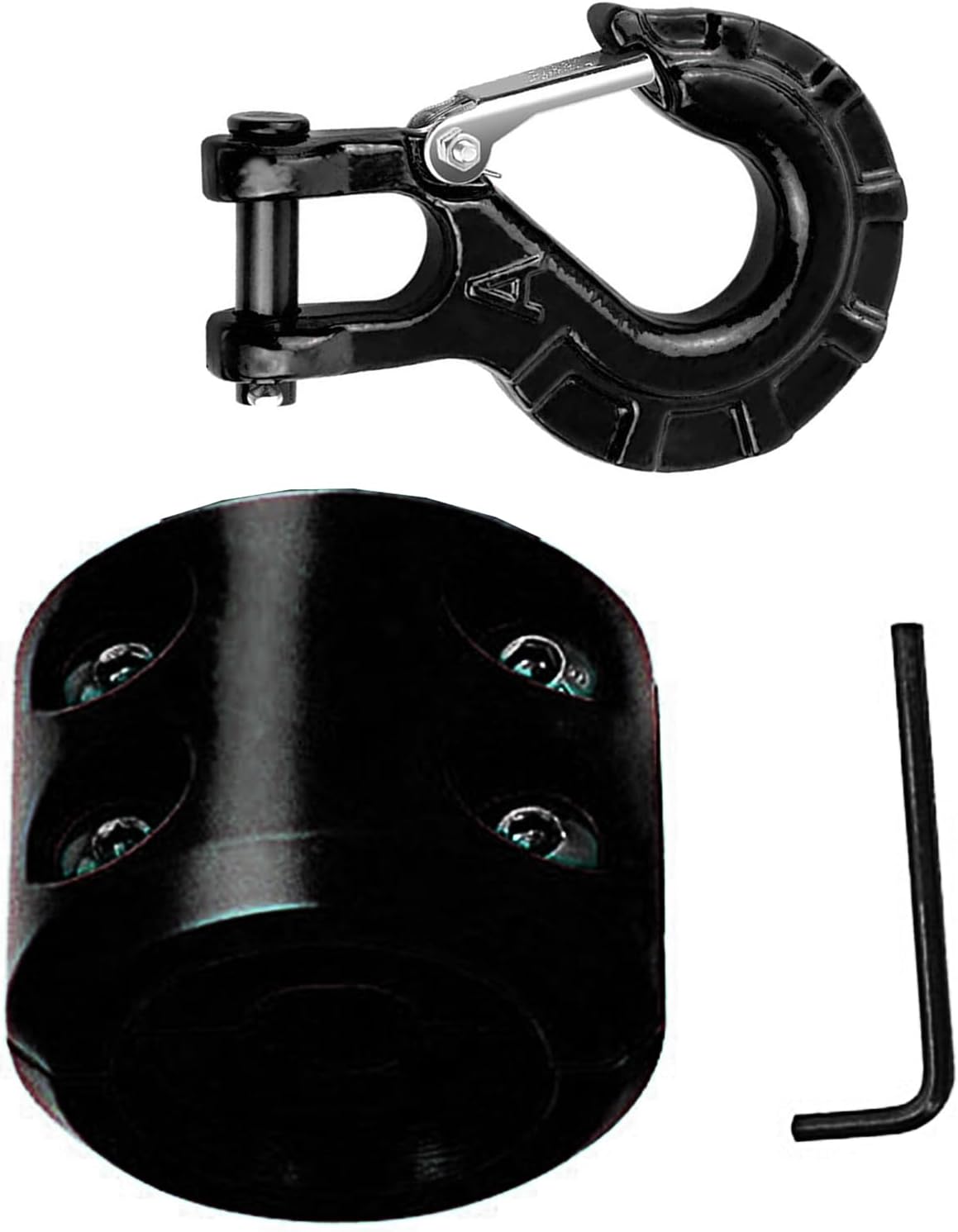 Excellent Winch Hook Set with Rubber Guard and Secure Locks Works on Off Road Vehicle 3 8 Inch Synthetic or Steel Lines Utv Recovery Equipment