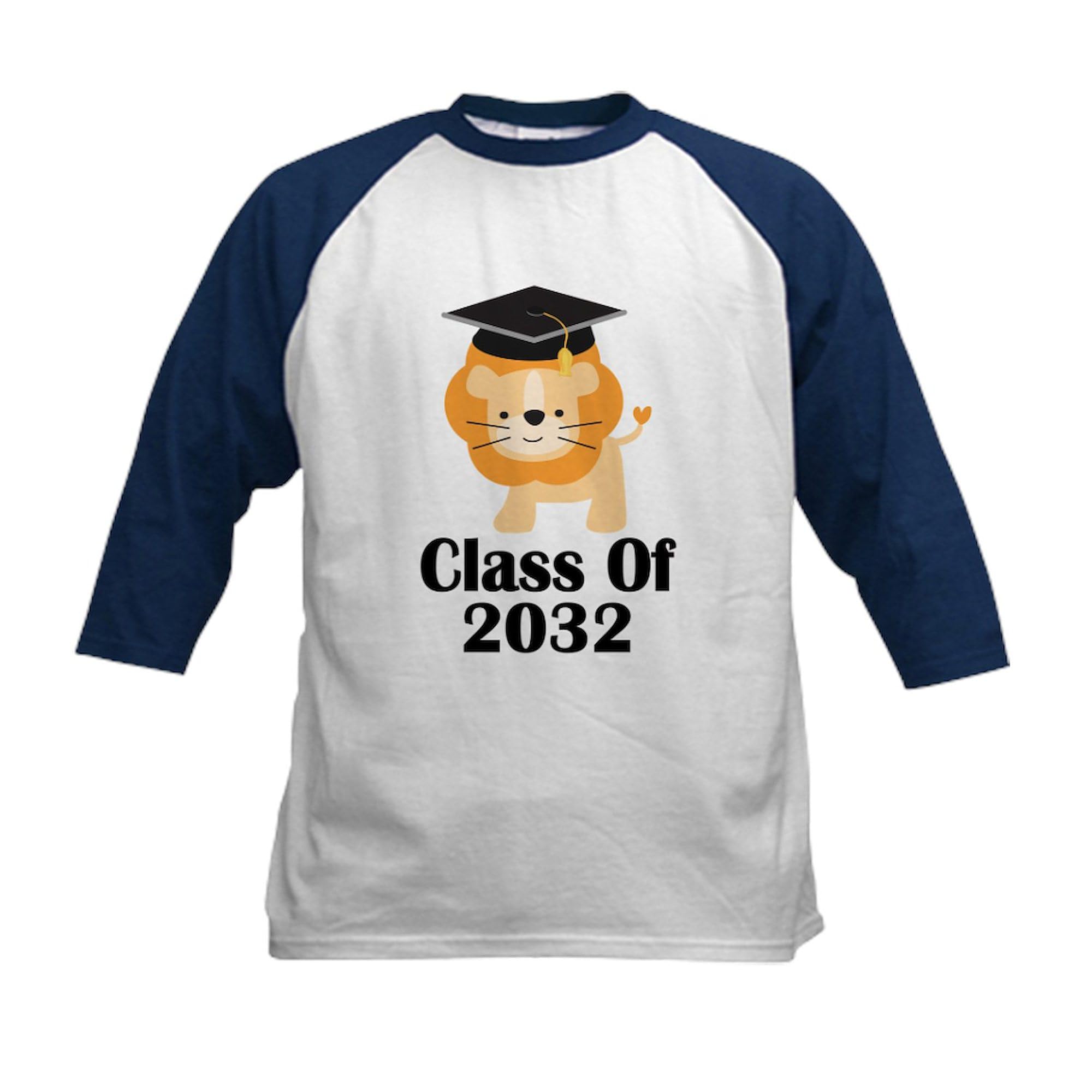 CafePress Class of 2032 Graduate (Lion) Kids Baseball Jersey Kids Cotton Baseball Jersey, 3/4 Raglan Sleeve Shirt Navy/White