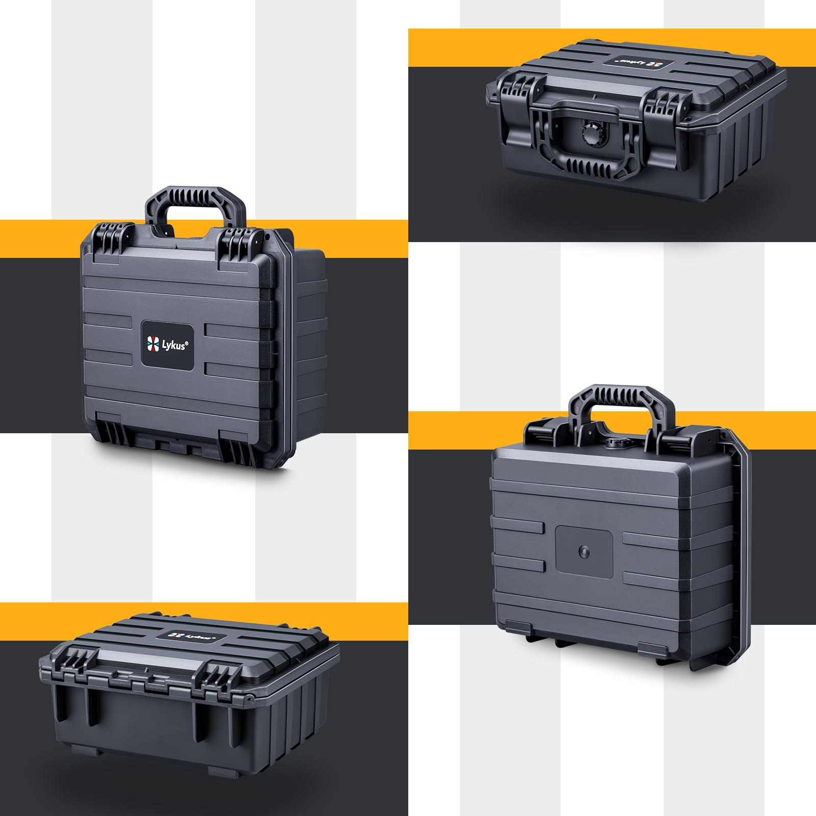 Lykus HC-2820 Maletín/Maleta/Estuche/Case rígida Impermeable con Espuma Personalizable, Tamaño Interior 28,2x22,2x11,7 cm, Adecuado para electrónica y más