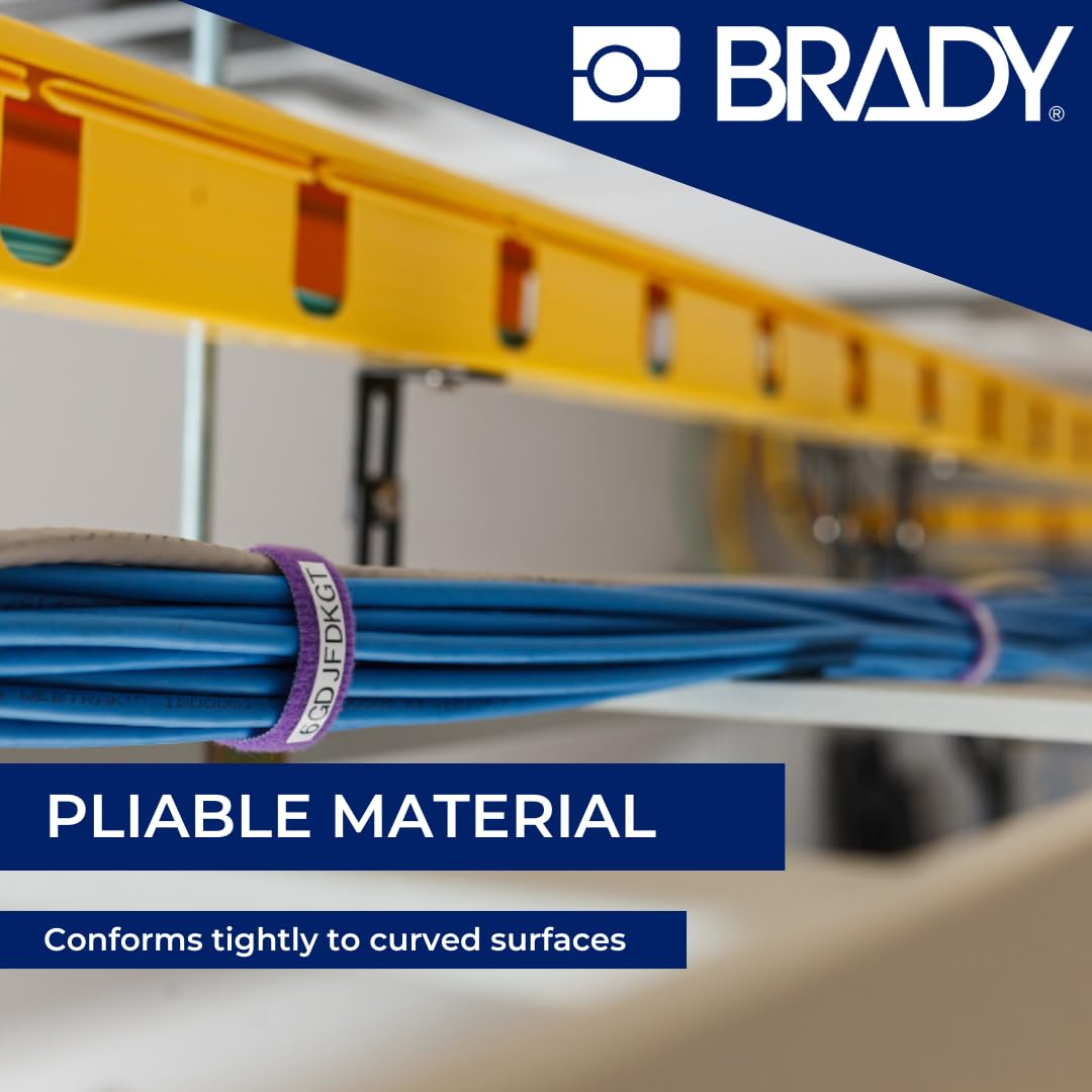 Brady Etykiety na rzepy BradyGrip™ dla drukarek M210 & M211 – Wielokrotnego użytku etykiety poliestrowe do oznaczania kabli – Czarny na Białym (12,7 mm x 6,40 m) – M21-750-414