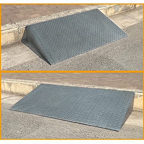 Rampas de carga en acero inoxidable XXIOJUN, rampas antideslizantes con escalones, para aceras, estacionamientos, fábricas, hoteles, automóviles, motocicletas, sillas de ruedas y vehículos pesados (Color: Plata, Tamaño: 60x30x10 cm) miniatura 3