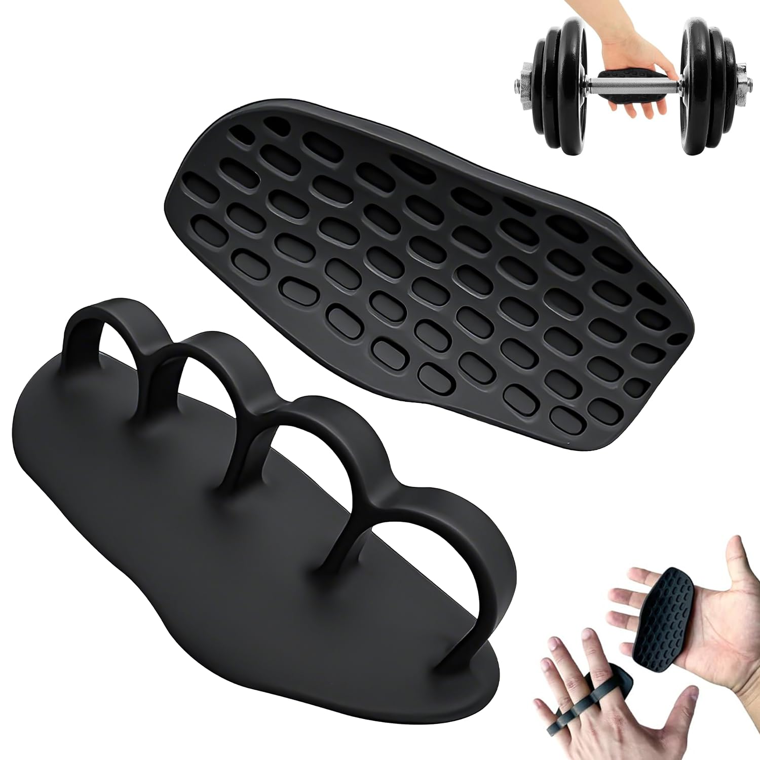 CoolShef 1 Pair Weight Lifting Grip | Anti-Slip Silicone Gym Hand Grip for Weight Lifting, Dumbbell, Deadlift | Gym Accessories for Man and Women (Black)-image-36