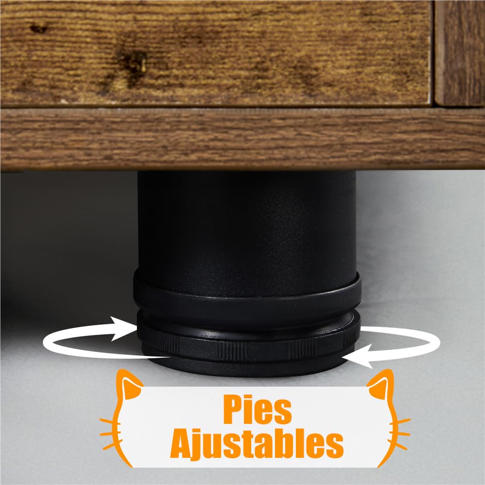 Yaheetech Árbol Rascador para Gatos con Mueble Casita de Arena 2 en 1 Altura 125 cm Marrón Rústico