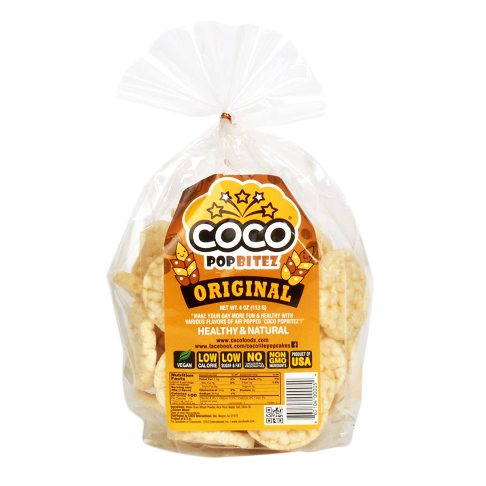 Amazon.com: 6 PACK COCO POPBITEZ Popped Rice Cake ORIGINAL, Non