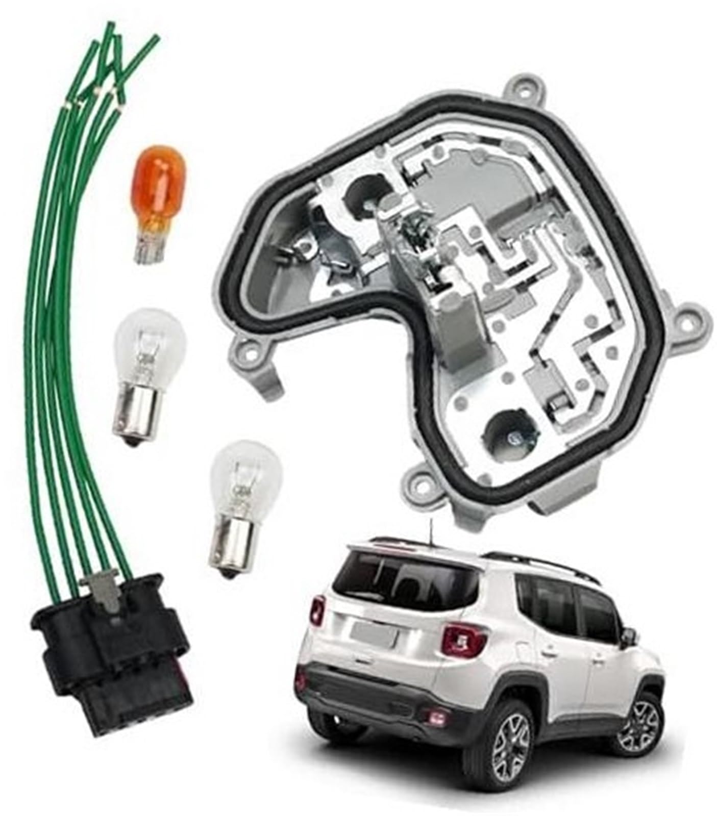 Kit staffa fanale posteriore, BTFWM Supporto lampada fanale posteriore con cablaggio e lampadina lato guida sinistro compatibile con 2015-2023, for Jeep, for Renegade, alloggiamento fanale posteriore