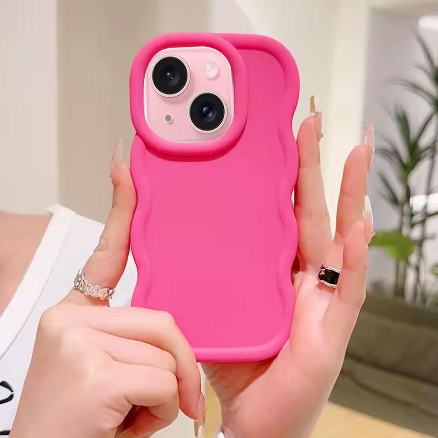 KC Back Cover for Apple iPhone 15-3D Big Wave Shape Shockproof Bumper Soft Silicone Case with Camera Protection (Pink) (B0D8ZTDHL2) Amazon Price History, Amazon Price Tracker
