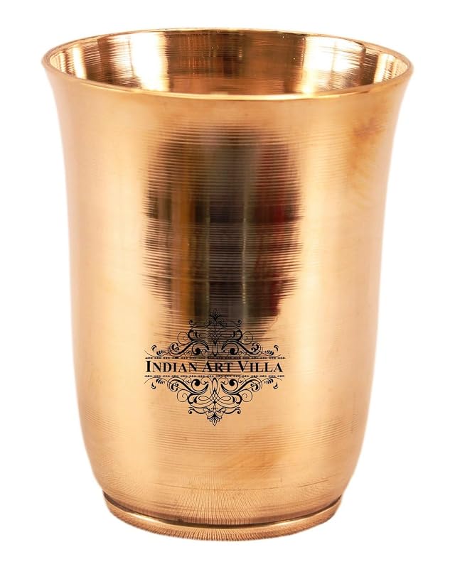 Indian Art Villa Bronze Kansa glass Mughlai Design Glass Tumbler Drinkware Serveware Volume- 8 Oz Set of 4