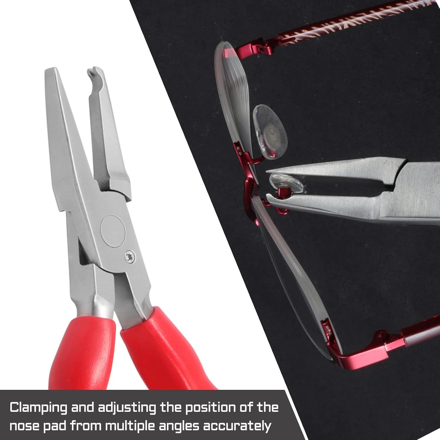 LEONTOOL 6 Inches Nose Pad Plier Adjusting Eyeglass Arms Frame Eyeglasses Repairing Plier Stainless Steel Optical Hand Tool Frames Clamp Repair Tool with Screwdriver and Glasses Cloth - Image 5