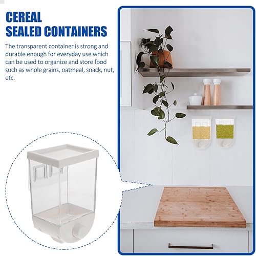 Miniatura 3 de DOITOOL Dispensador de cereales montado en la pared, contenedor de almacenamiento de alimentos de 33.3 onzas con tapa hermética para organizador