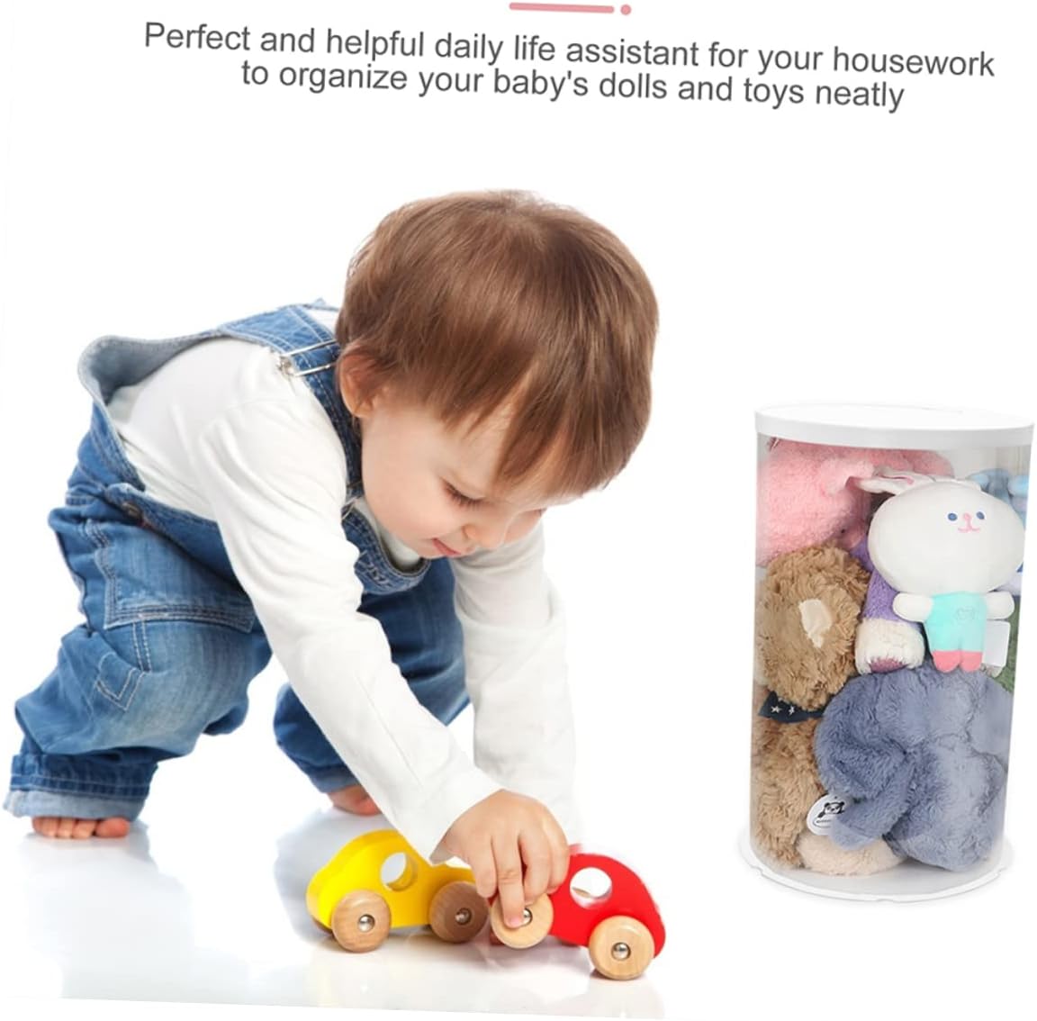 Yardwe Portable Clear Storage Box for Dolls Lightweight Organizer Bucket for Home Nursery for Keeping Books and Household Items Tidy and Decorated