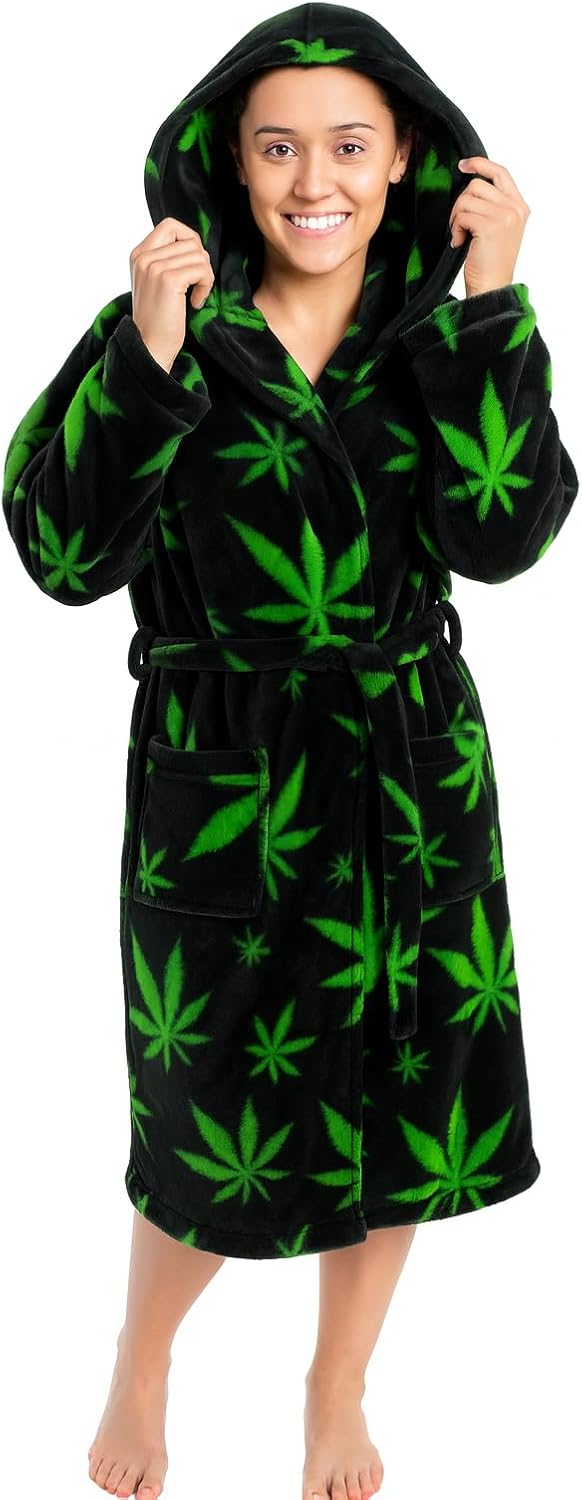 Forever Lazy Bathrobes for Women and Men, Hooded, Soft, Fuzzy Coral Fleece
