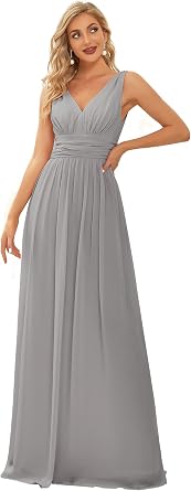 Ever-Pretty Womens Bridesmaid Dress V-Neck Sleeveless A Line Chiffon Floor Length Formal Dress 09016