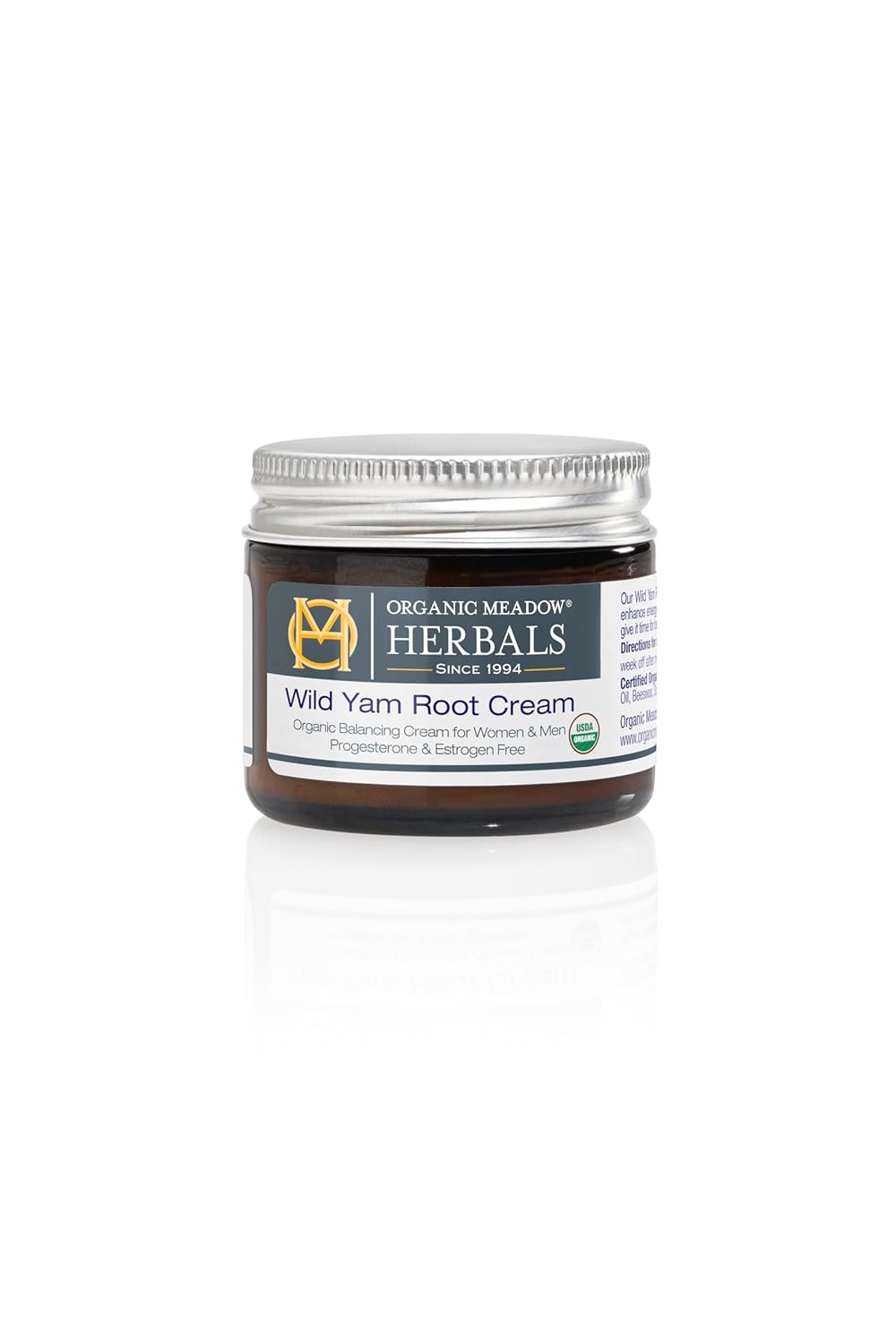 Organic Meadow Herbals Wild Yam Root Cream - USDA Certified Organic Balancing Cream for PMS & Menopause Relief - Estrogen & Progesterone-Free, Handmade, Woman-Owned & Operated Since 1994 (4 oz)