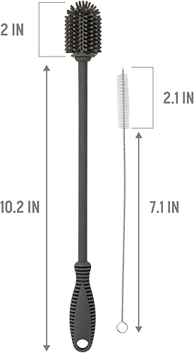 Miniatura 2 de Goodful Juego de 2 cepillos reutilizables para limpieza de botellas y pajitas, limpiador de botellas de silicona sin arañazos y limpiador de pajitas