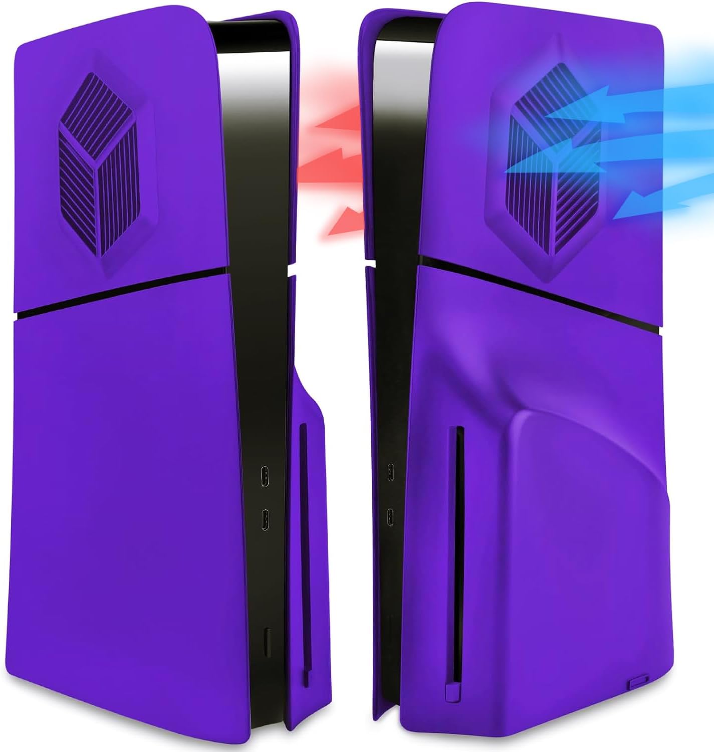 AM-NO Compatible with PS5 SIim Plates for Disc Edition, Accessories Faceplate with Cooling Vents Shockproof Anti-Scratch Dustproof Protective Cover Replacement Shell,Premium ABS. (Purple)