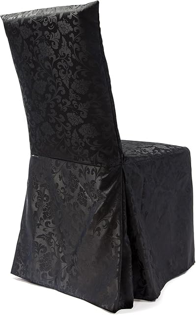 Decor Essentials 1 Damask Dining Chair Cover Slipcover RJ04 Christmas Dining Chairs Christmas Dinner (Black)