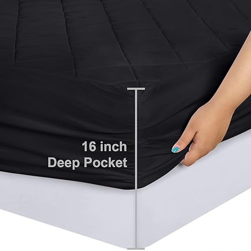 Miniatura 126 de Utopia Bedding Protector de colchón acolchado (individual) – Protector de colchón elástico ajustable – La funda de colchón se estira hasta 16