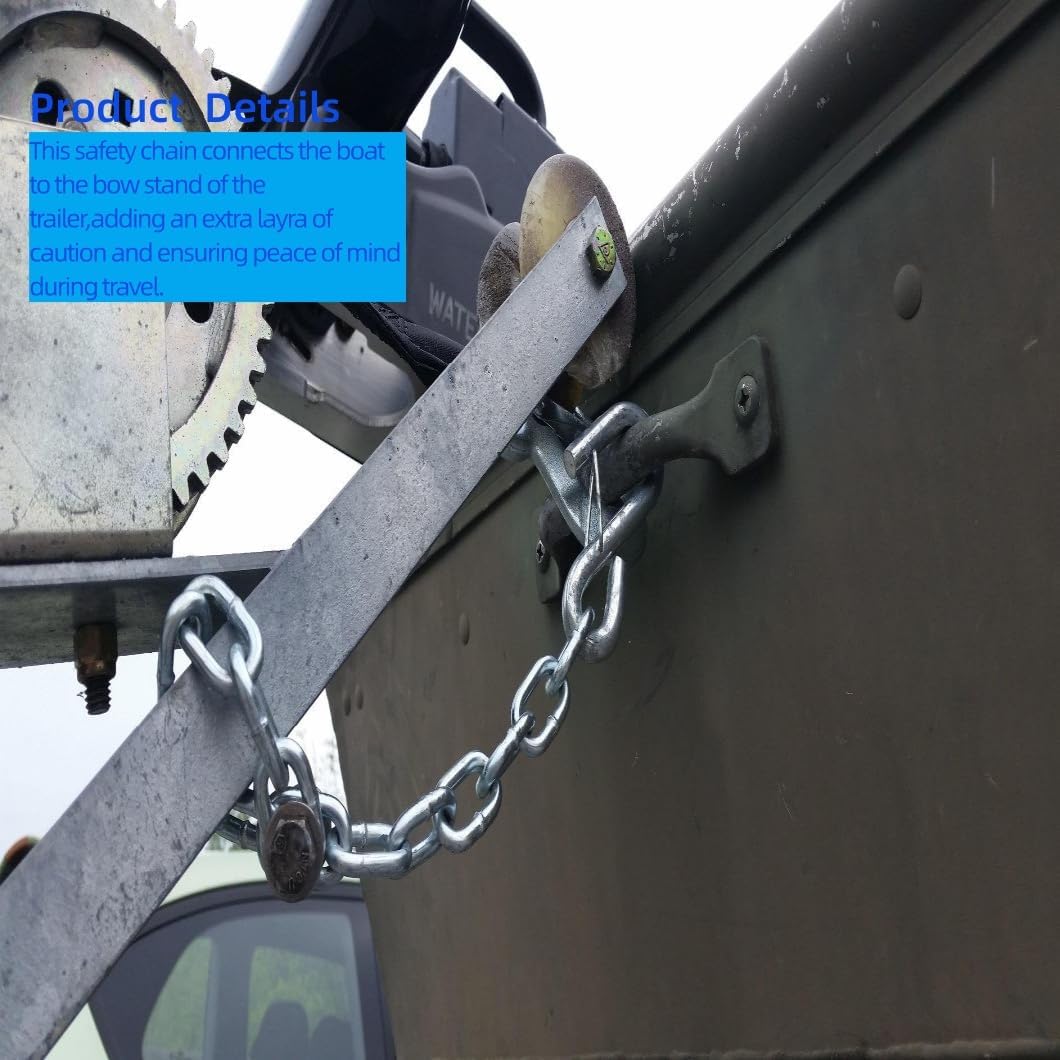 15-Inch Bow Towing Safety Chain, Heavy Duty Marine Boat Trailer Chains | with 3/8" S-Hooks Boat Safety Kit, Steel, Zinc-Plated, Rust Proof, Corrosion Resistant