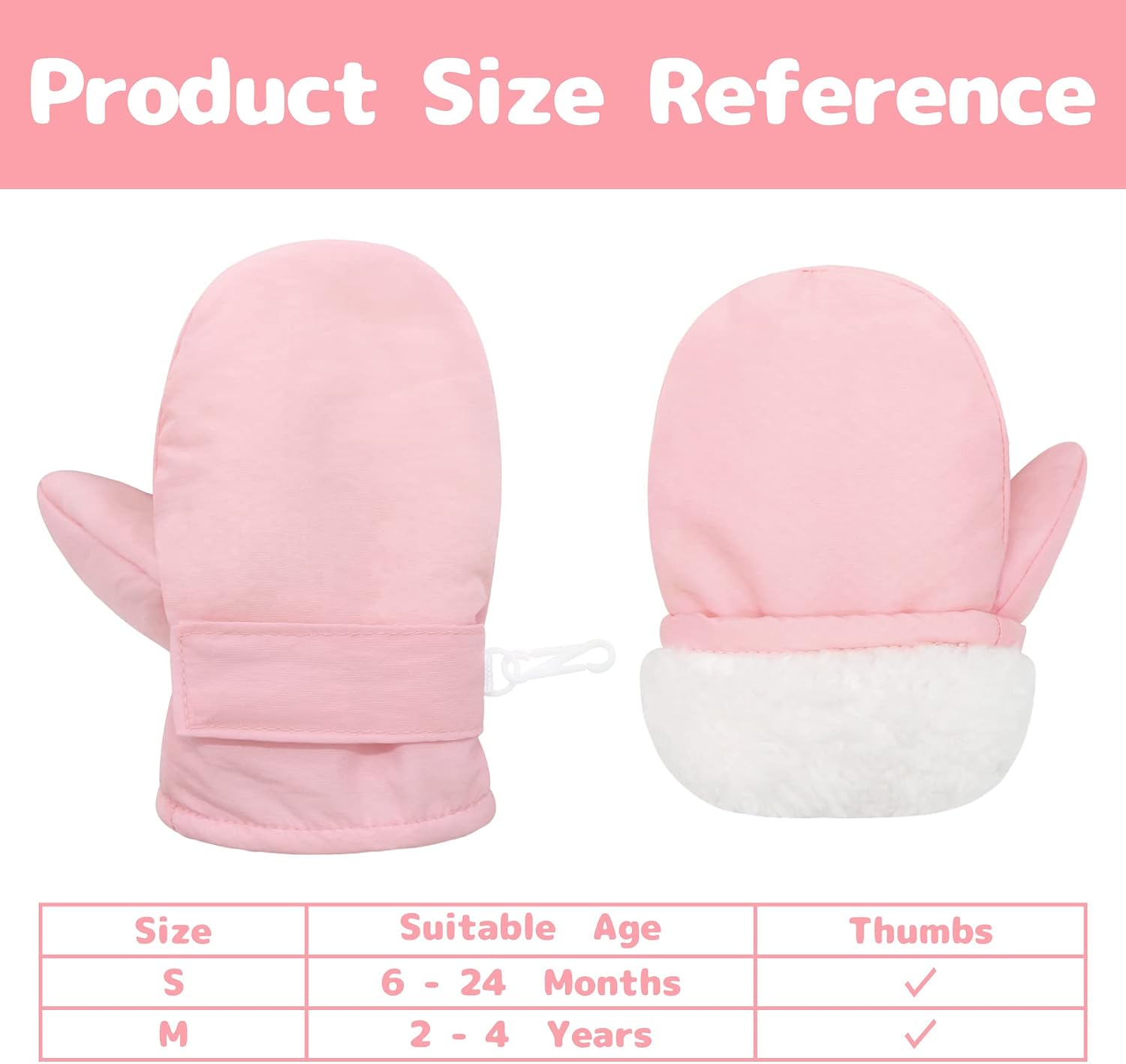 Olreco Toddler Snow Mittens Waterproof Toddler Winter Gloves Warm Fleece Baby Mittens Winter Kids Snow Gloves for Boys Girls