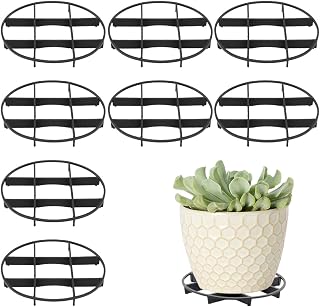 5.9 Inch Plant Saucer Drainage Rack Stand, 8 Pack Pot Saucer Support Flower Pot Level Feet Support Holder Vase Lifter Bottom Drainer Risers Plants Root Prevention for Indoor Outdoor Garden, Black