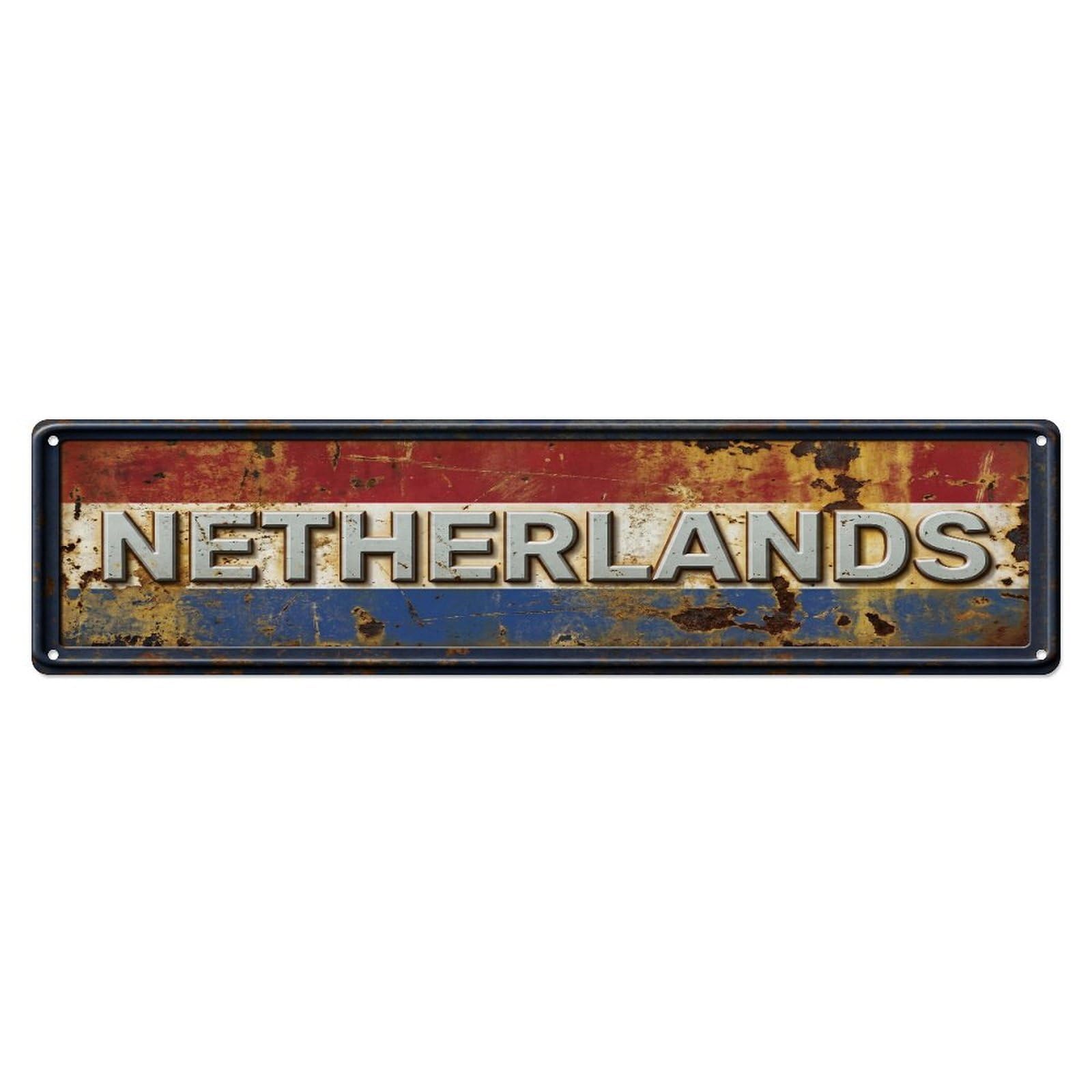 Xanthor Style Metal Tin Sign Vintage Netherlands Flag Pattern