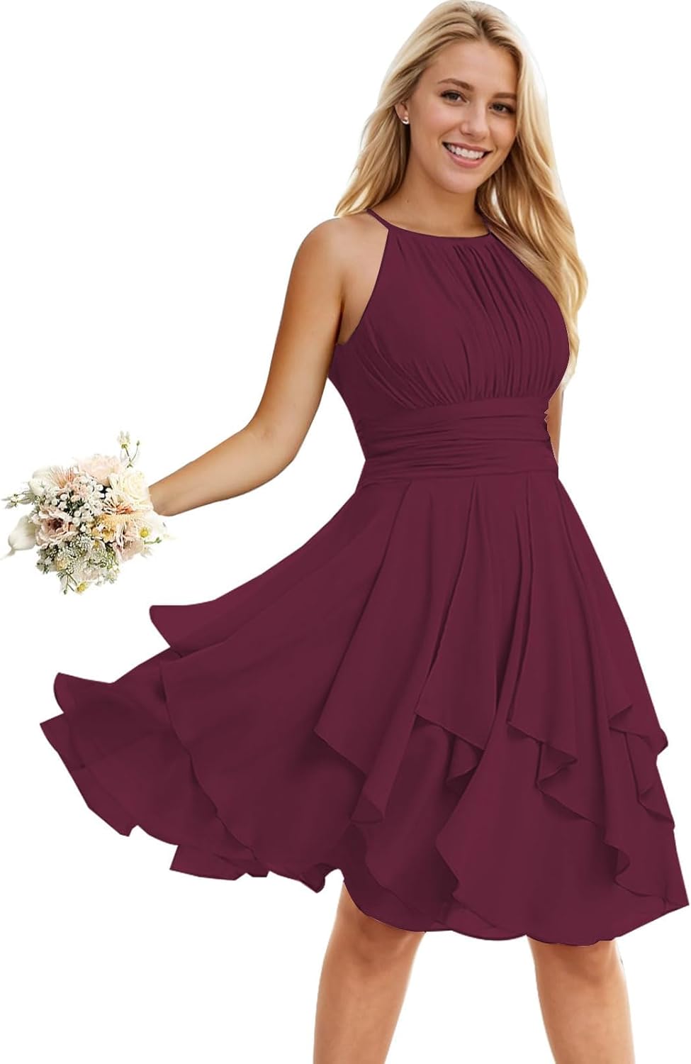 Halter Short Bridesmaid Dresses 2025 A Line Ruffle Jamaica | Ubuy