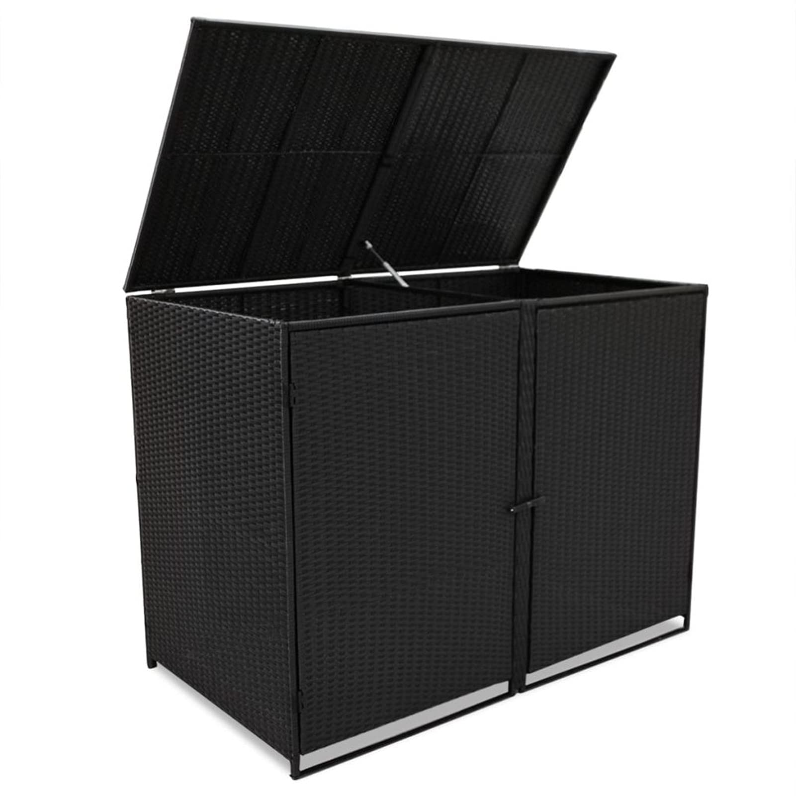 Festnight Abris pour Poubelle Stockage de Jardin Double Résine Tressée Noir 148x80x111 cm