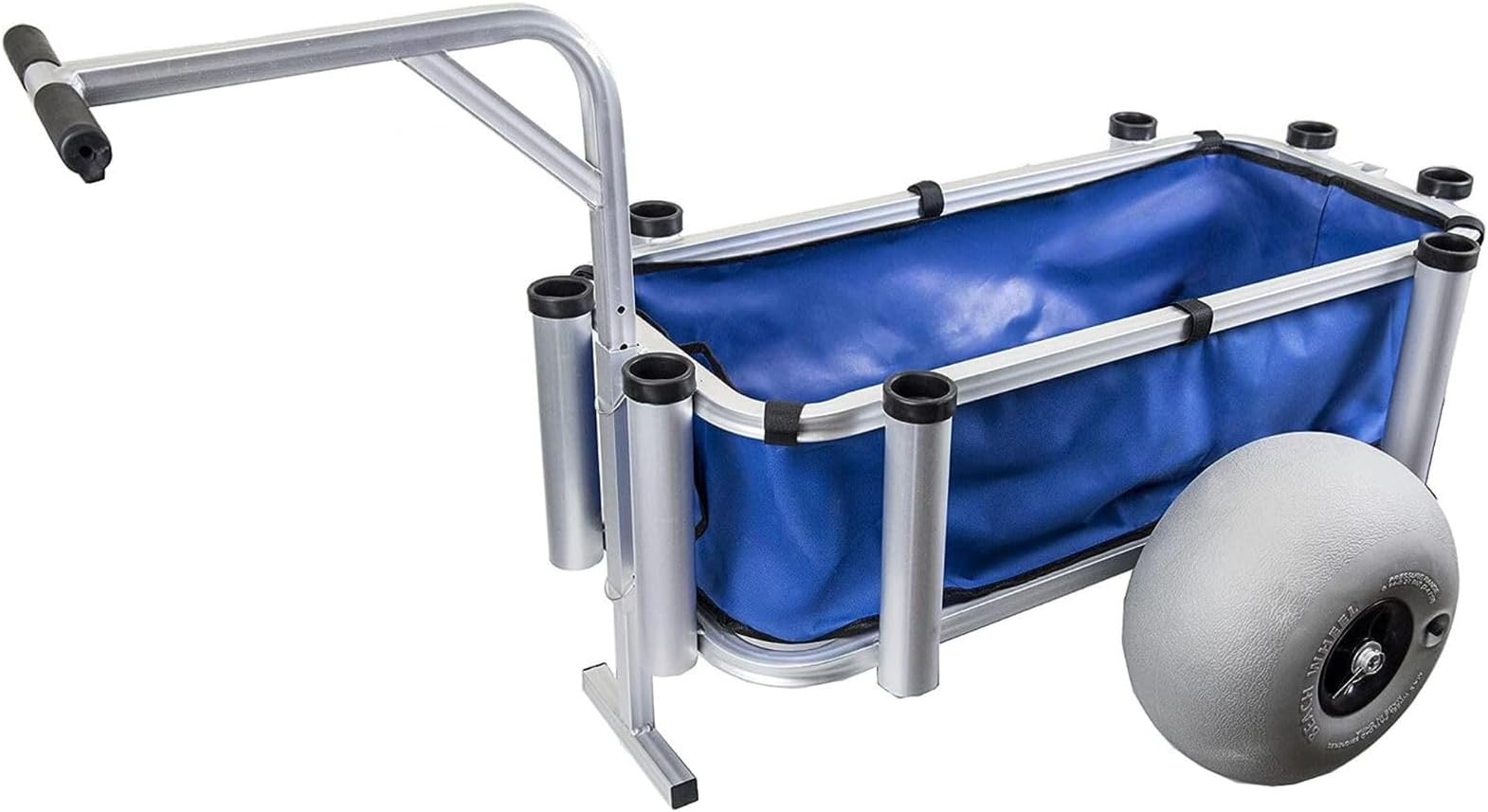 Jeremywell Outdoor Heavy Duty Aluminum Fishing Cart/Beach Cart with Large Wheels for Fishing, Camping, 35"x 16" Basket, Anti-Corrosion, Heavy Duty