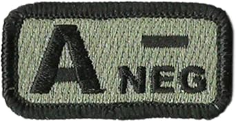 Tactical Blood Type Patches -"Type A Negative" - 2"x1"