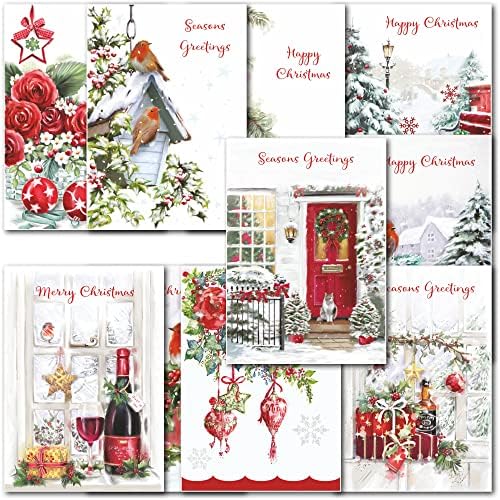 doodlecards Pack of 10 Mixed Box Festive Traditional Premium Christmas Cards