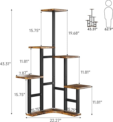 Miniatura 3 de Soporte esquinero para plantas de interior, estante esquinero de 6 niveles para múltiples plantas, estantes organizadores para sala de estar,