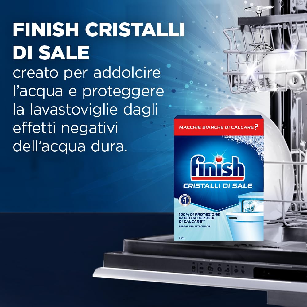 Finish Kit Lavastoviglie; Finish Powergel Detersivo Lavastoviglie Lemon 30 Lavaggi, Brillantante Limone 250ml, Curalavastoviglie Limone 250ml, Cristalli di Sale 1kg
