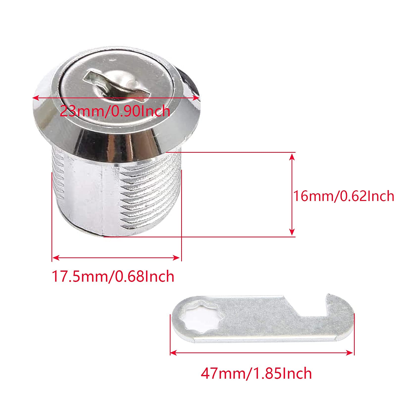 luckaide Brievenbusslot 16 mm, nokkenslot, wordt geleverd met 5 verschillende slotplaten, brievenbusslot, kastslot, 18 mm kastslot, meubelslot, voor kastdeuren, meubels gebruikt
