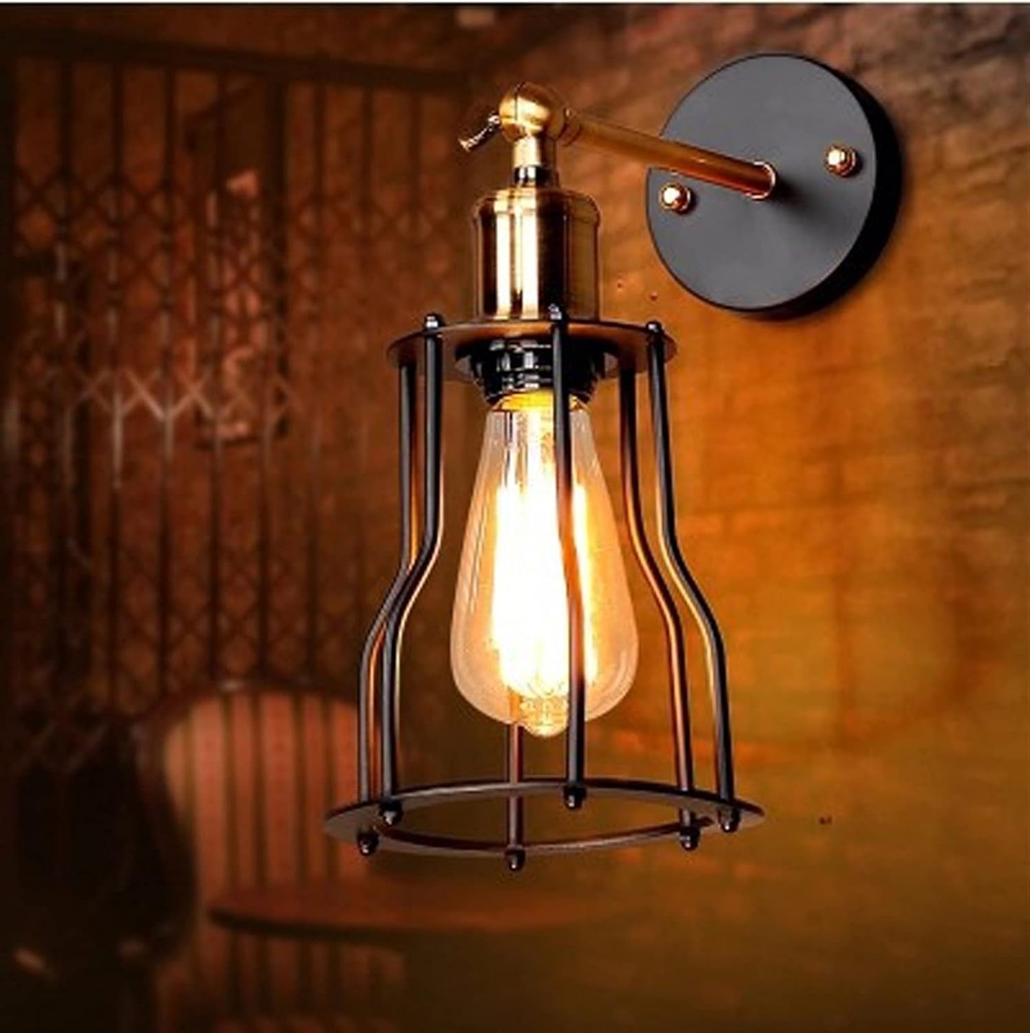 SXECAEPS European Style Restaurant Corridor Personalized Art Iron Cage Wall Lamp Attic Retro V-Shaped Entrance Sconce Lighting Fixture, Pendant Light