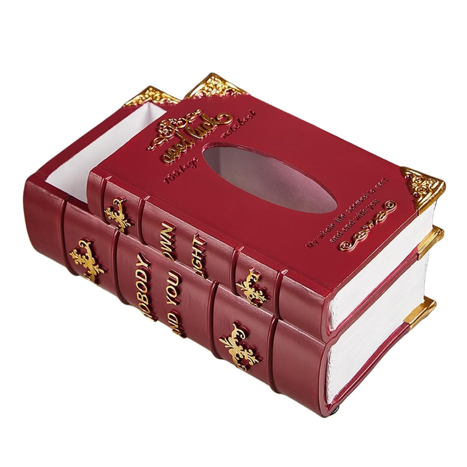 Porte-mouchoirs Livre boîte à mouchoirs Couverture Statue Sculpture décor la Maison clé Stockage Table centres de pour Une Nouvelle Maison(Red)