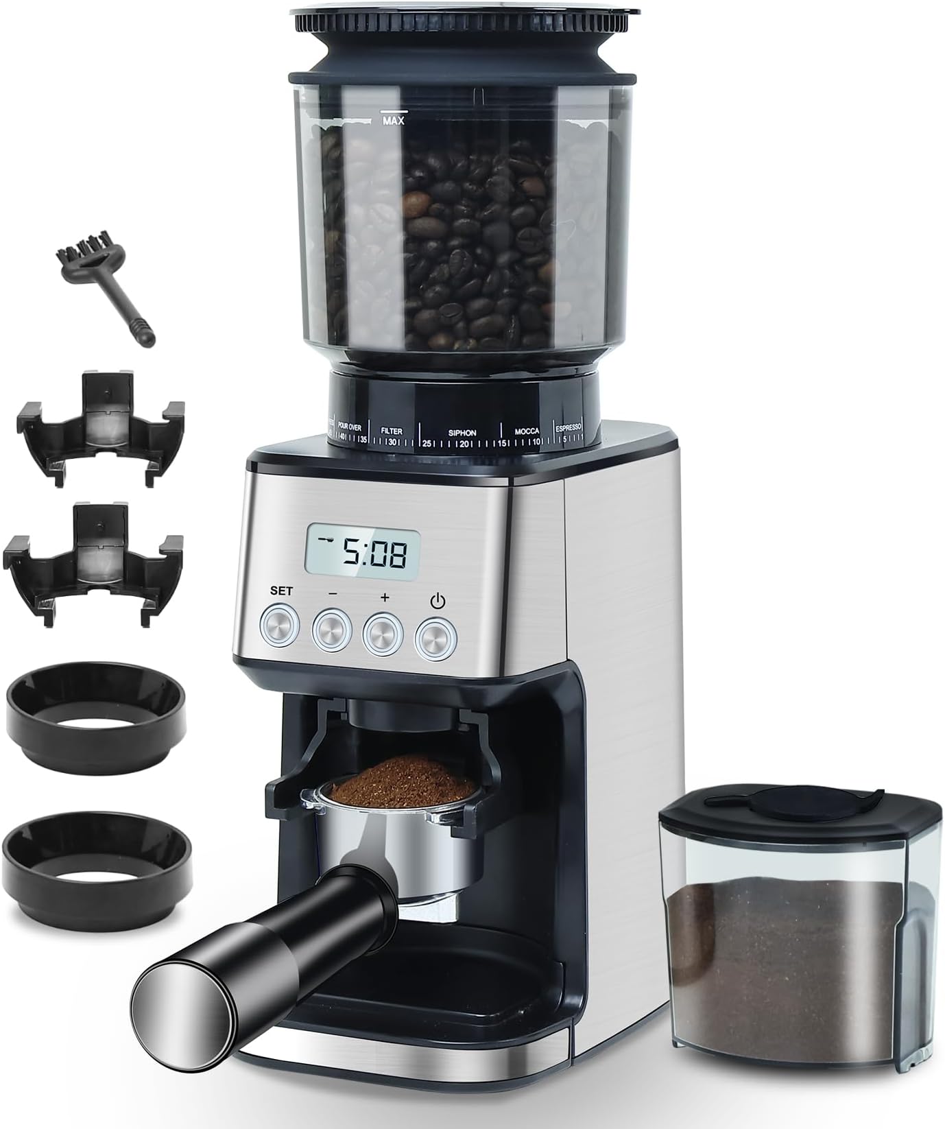 Krups Expert Burr, Automatic Coffee Grinder, Easy Clean, black&silver