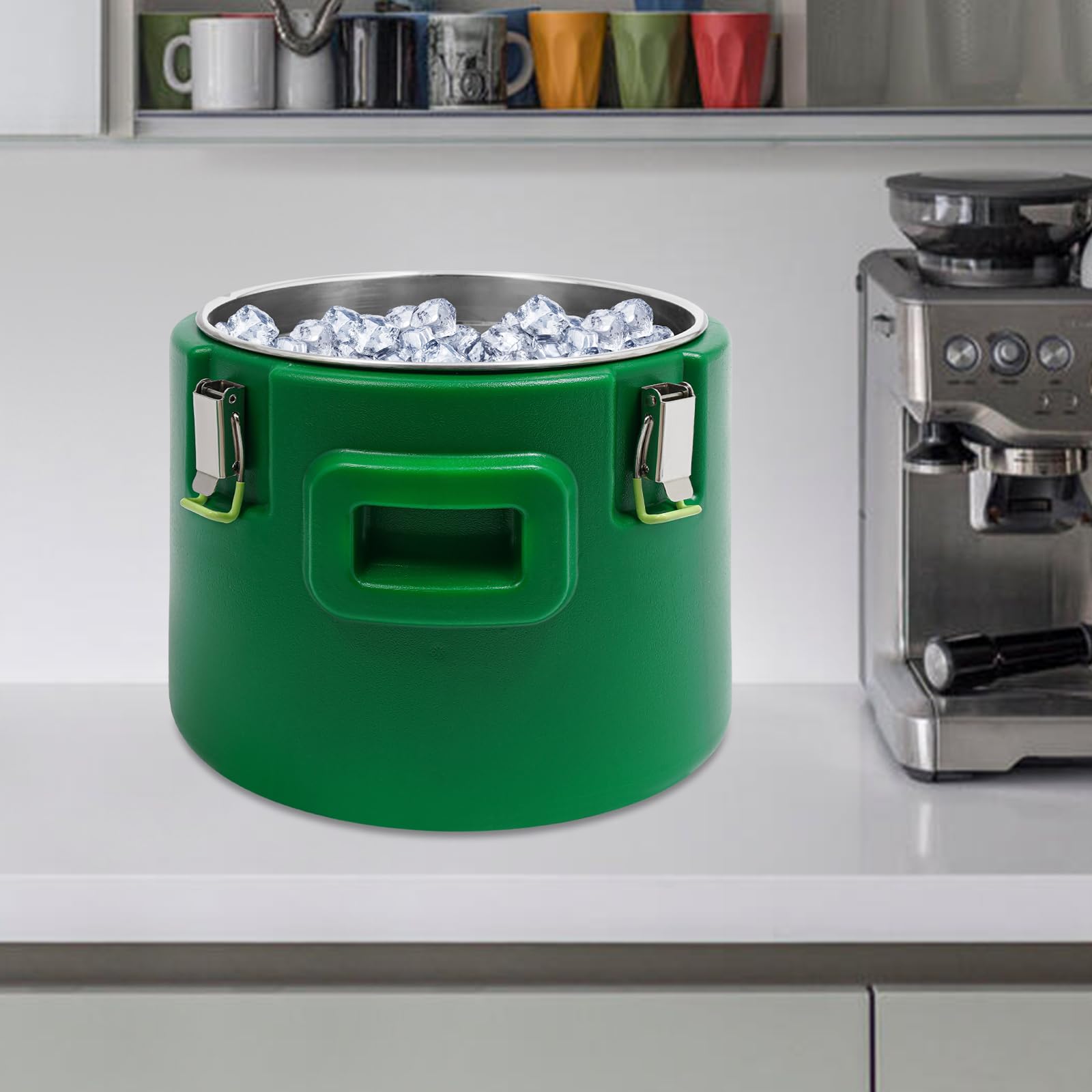 15L Thermobehälter Edelstahl mit Deckel & Tragegriffen, Isolierter Warmhaltebehälter für Speisen, Kaffee & Tee, Hält 12h heiß & kalt, für Gastro, Catering, Partys & Picknicks