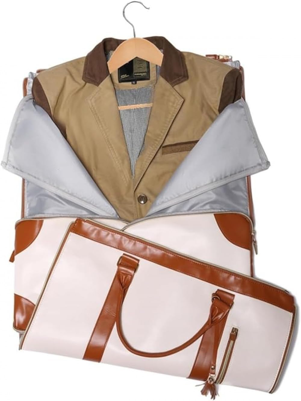 レザー製 トラベルバッグ装飾バッグとしても使用可能で、リュックサックに変換可能な旅行バッグ、シューケースと取り外し可能な肩ストラップ