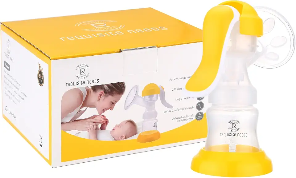 REQUISITE NEEDS Manual Breast Pump, Compact Design, Personal Fit Flex Shields, Cleaning Brush