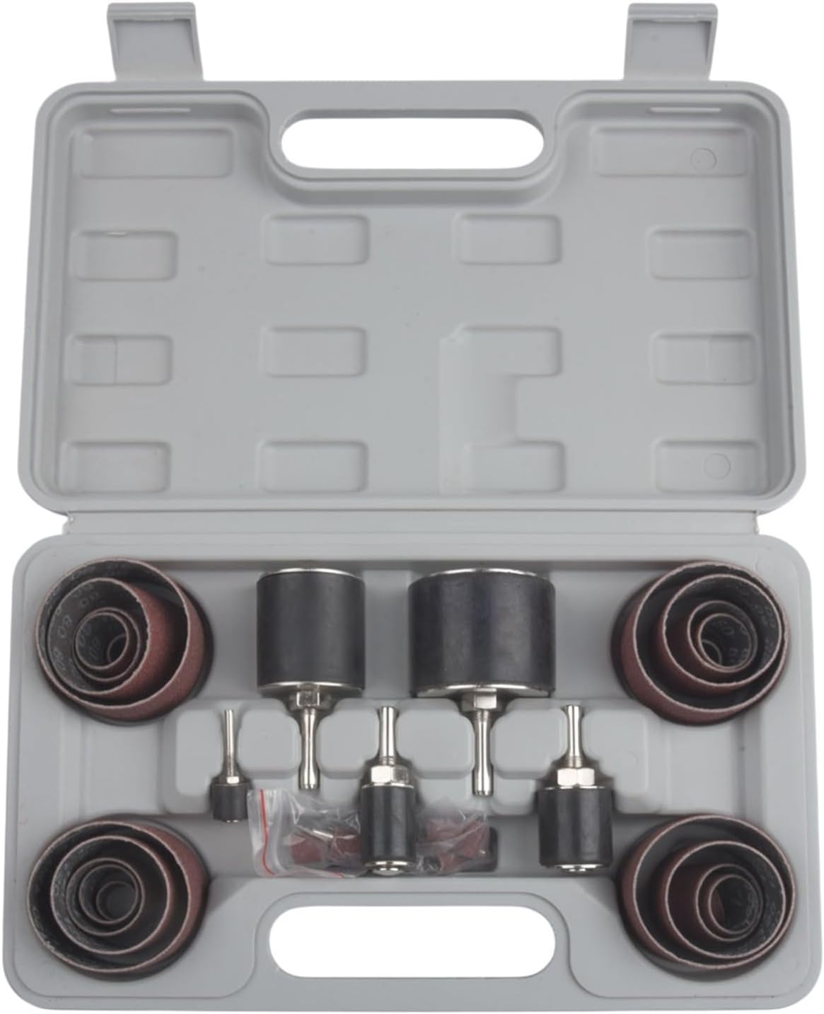 37-Piece Sanding Drum Kit Spindle Sander Sleeve Assortment for Rotary Tools, Woodworking Drill Press Attachment with Rubber Mandrels for Metal Plastic Stone