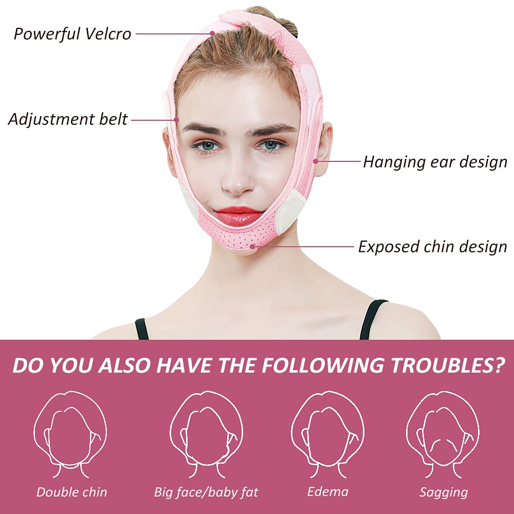 JLK-ZHOU Face Slimming Strap, Double Chin Reducer, V line Face Lift Chin Strap for Women, Face Lifting Belt, V Shaped Slimming Face Bandage 4