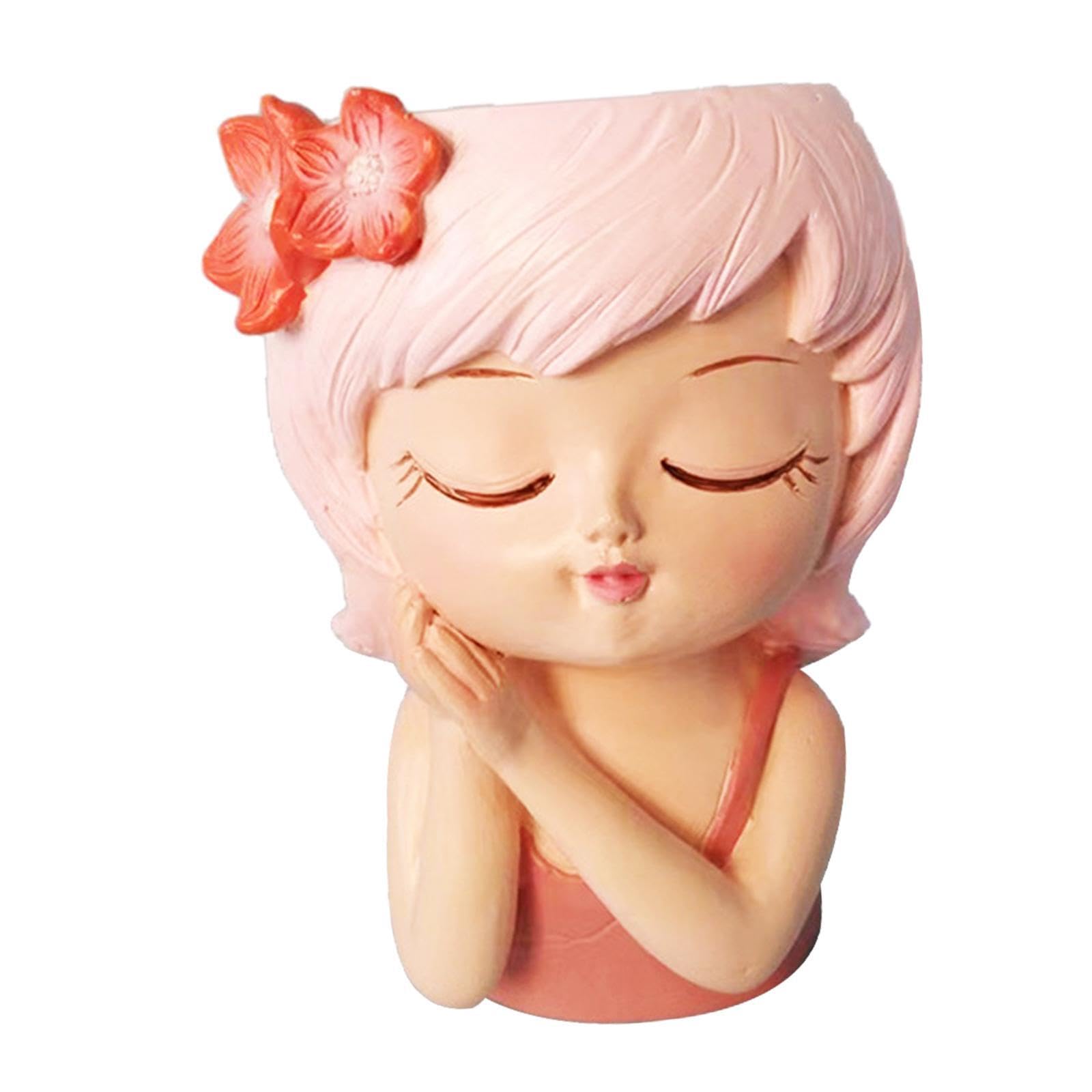 Zambuph Girls Bust Vases Elegant Portrait Planter Flowerpot Beautiful Statue Adds Unique Flair To Home Decor Bust Vase Planters Portrait Planter Flower Pot Bar, Style C