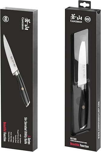 Miniatura 7 de Cangshan Cuchillo utilitario dentado serie L de 5 pulgadas, acero alemán forjado, 1027389