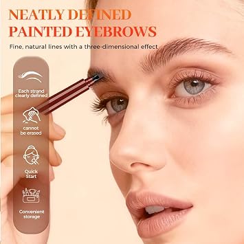 Microblading Eyebrow Pencils for Women, 2026 Upgraded Waterproof 3D Microblading Eyebrow Pen, Fine Tip Brow Pencil for Natural Defined Eyebrows Makeup (Red Brown)