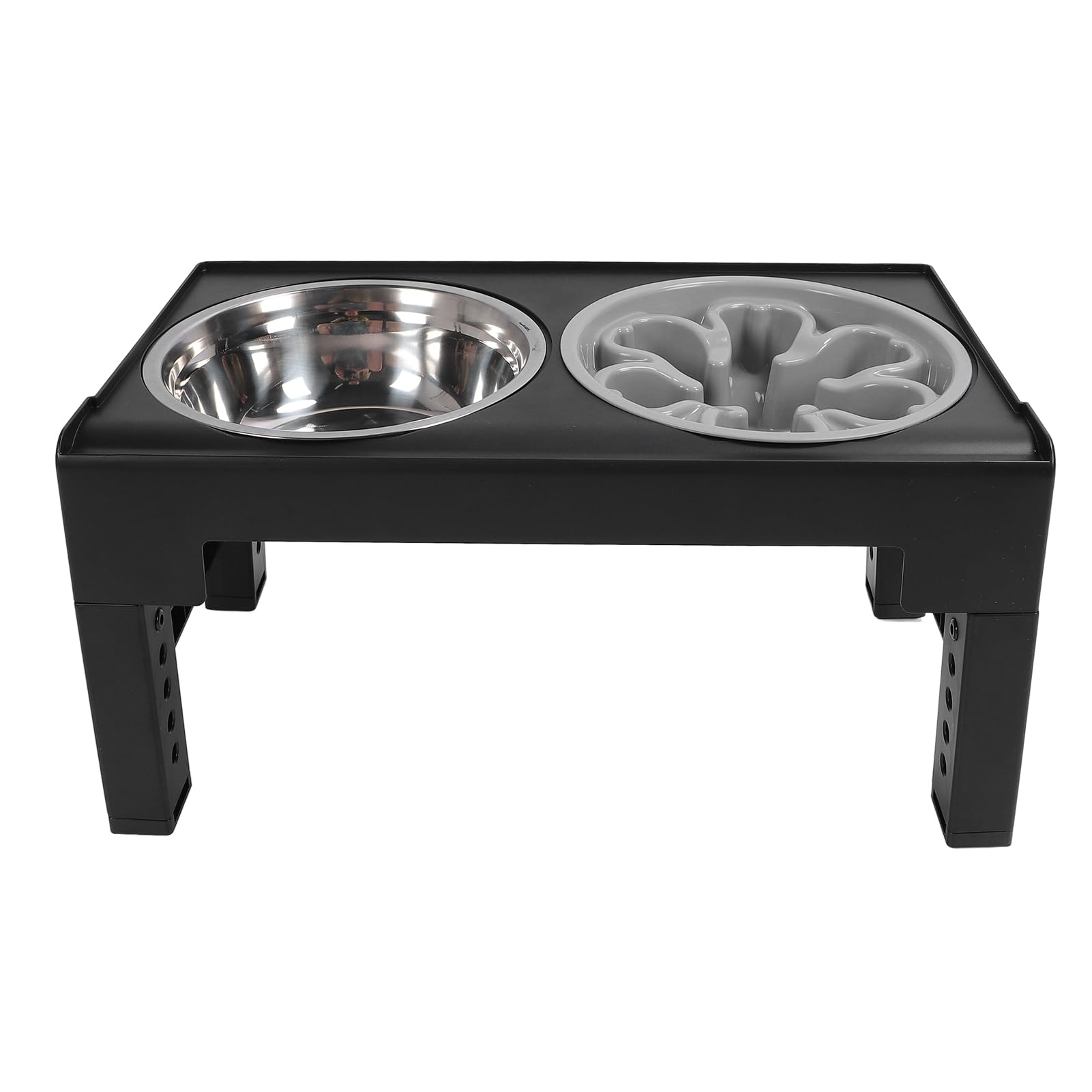 Cuencos elevados para Perros, comedero para Perros con Platos de Acero Inoxidable y Cuenco de alimentación Lenta, comedero Elevado de Acero Inoxidable con Cuencos Dobles y Base