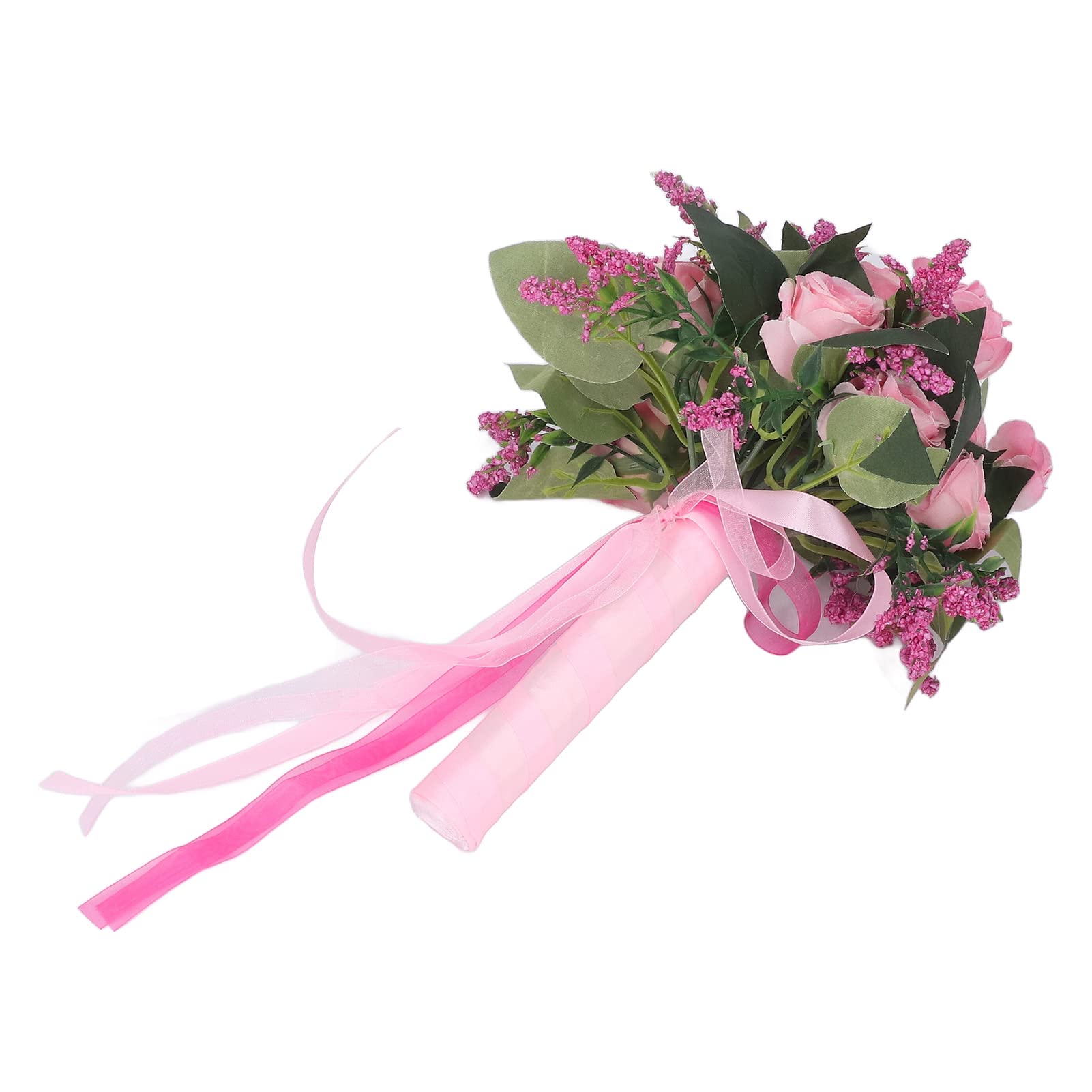 Bukiet ślubny symulacja sztucznej róży ślubny bukiet ślubny druhna trzymająca sztuczne kwiaty realistyczne(Pink)