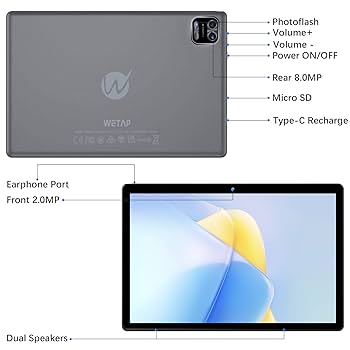 ANDROID - タブレット Android12 グレー Wetap 10インチ 3G 64GB Amazon.co.jp: タブレット Android 12、Wetap タブレット 10