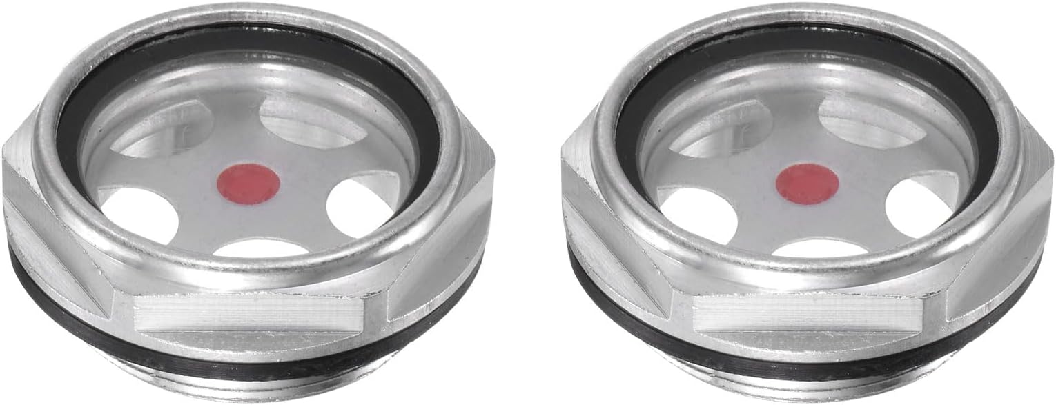 uxcell Air Compressor Oil Level Gauge Sight Glass M42x1.5mm Male Threaded Aluminum Organic Glass Liquid Indicator Sight Window 2Pcs