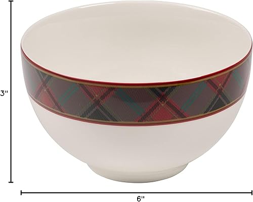 Miniatura 8 de Spode Christmas Tree Collection - Tazón de arroz de 4, 6 pulgadas, redondo, cuenco de cerámica para sopa, comidas congeladas, guisos y cenas de