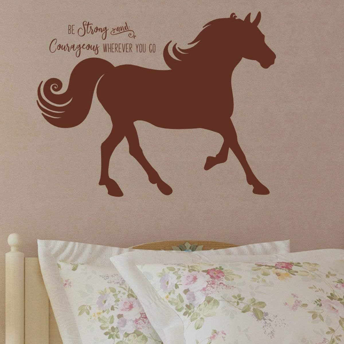 Horse Quote Vinyl Wall Decal, Country Theme Decorations, Horse Decor for Girls Room,36"X27" Brown